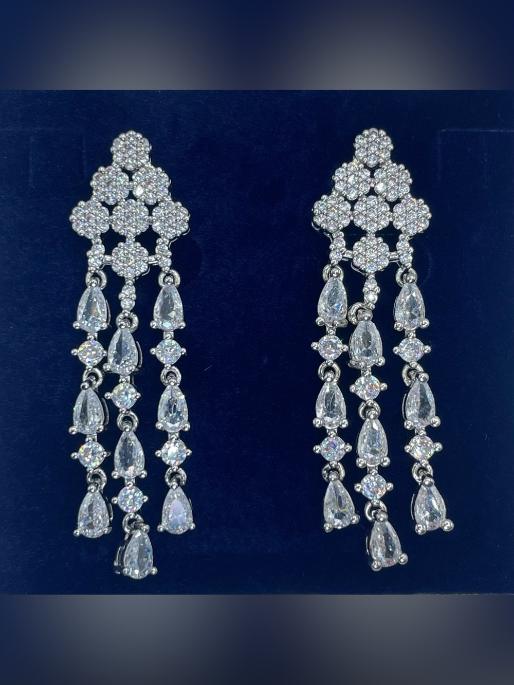 Swarovski Crystals Elements White Crystal Dangle Statement Earrings Formal Glam